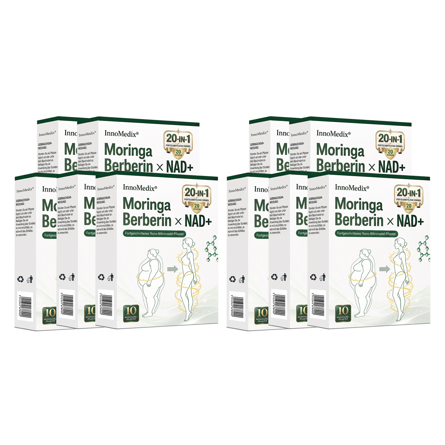InnoMedix® Moringa Berberin x NAD+ 20-IN-1 Advanced Nano-Mikronadel-Pflaster(德国upsell)