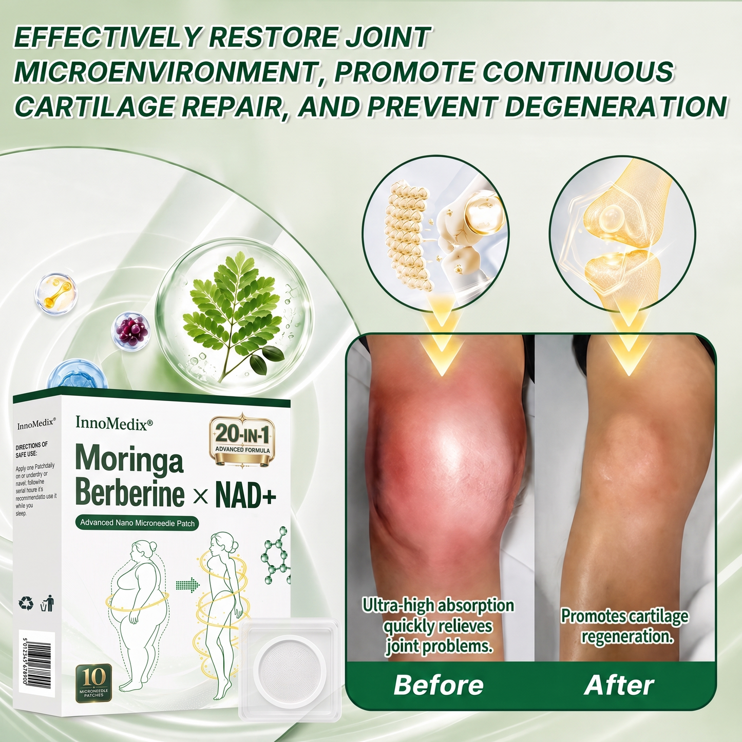 InnoMedix® Moringa Berberine x NAD+ 20-IN-1 Advanced Nano Microneedle Patch（美国英语upsell）