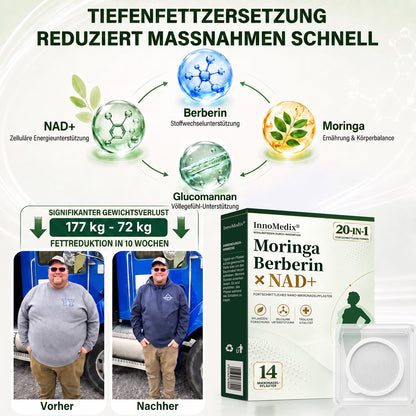 InnoMedix® Moringa Berberin x NAD+ 20-IN-1 Fortgeschrittenes Nano-Mikronadel-Pflaster (Nur einmal täglich anwenden – sichtbare Veränderungen in nur 7 Tagen.)（德国德语）