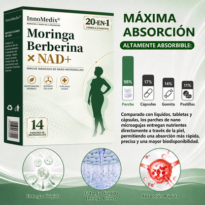 InnoMedix® Moringa Berberina x NAD+ 20-EN-1 Parche Avanzado de Nano-Microagujas (Aplicar solo una vez al día – cambios visibles en tan solo 7 días.)（墨西哥西语）（副本）