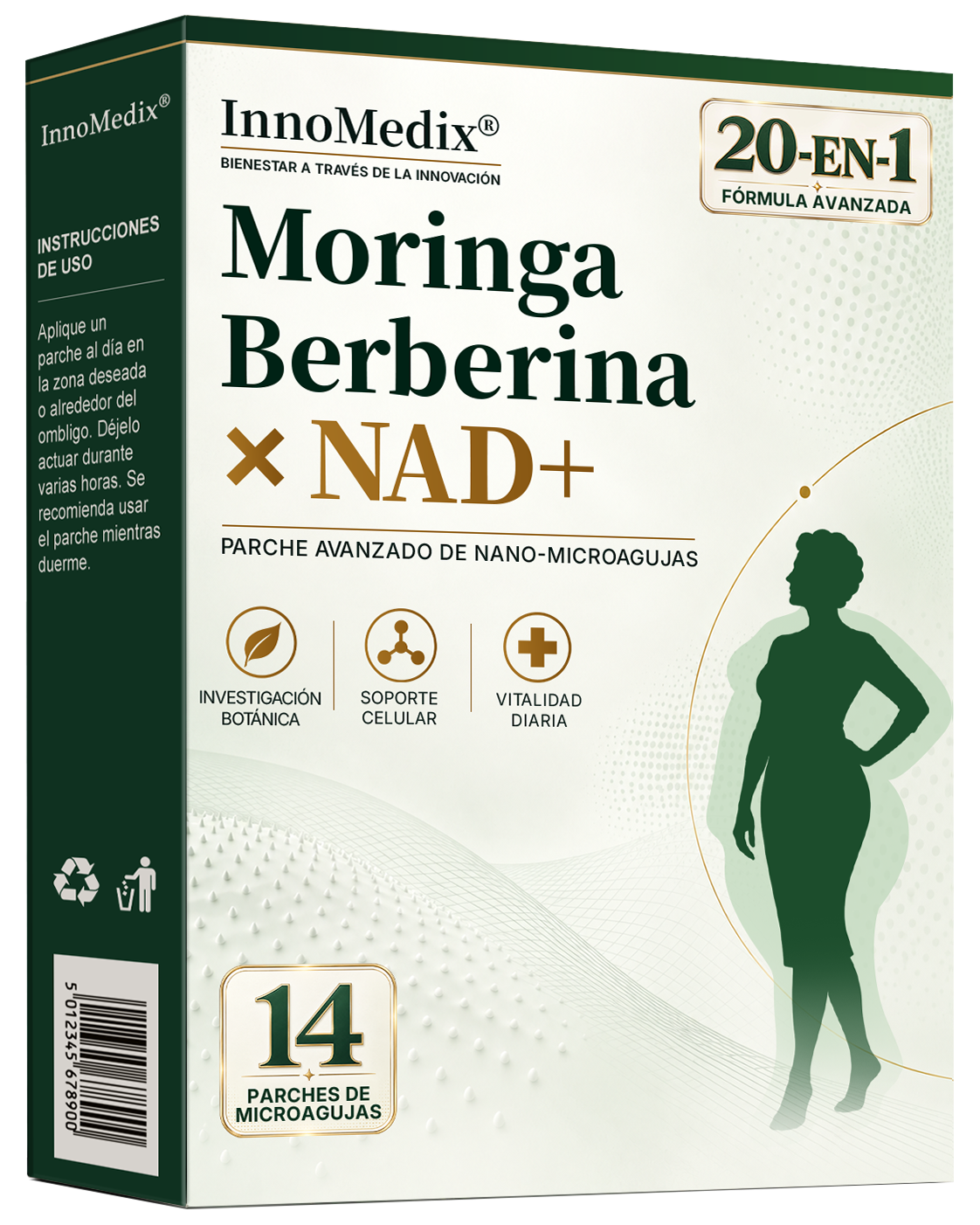 InnoMedix® Moringa Berberina x NAD+ 20-EN-1 Parche Avanzado de Nano-Microagujas (Aplicar solo una vez al día – cambios visibles en tan solo 7 días.)（美国西语）（副本）