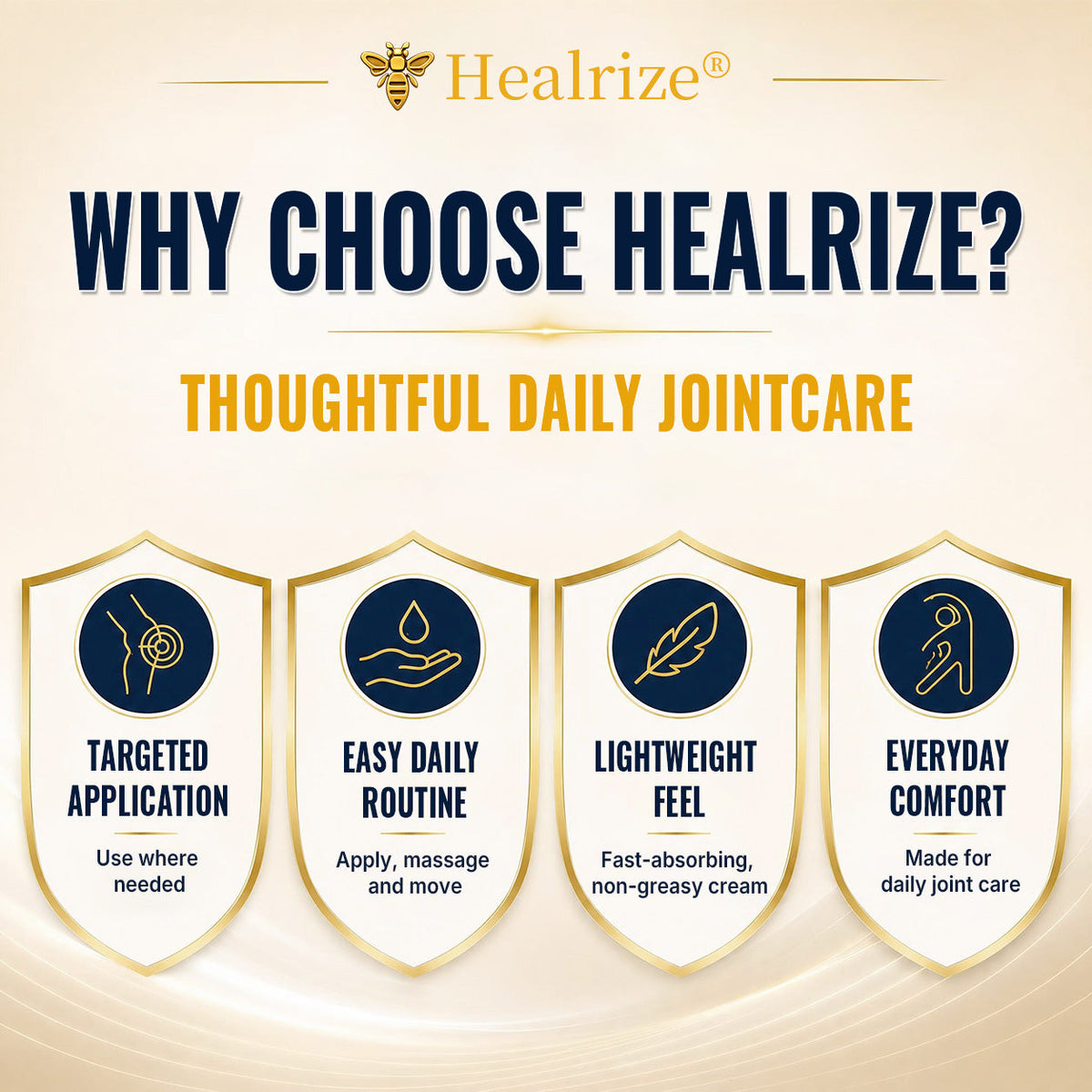 🔥Healrize® Bee Venom Joint Relief Cream – Fast-Absorbing Comfort for Knees, Hands, Back & Shoulders（加拿大英语）