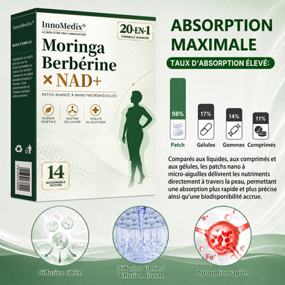 InnoMedix® Moringa Berbérine x NAD+ 20-IN-1 Patch Avancé à Nano-Microaiguilles (À appliquer une seule fois par jour – des changements visibles en seulement 7 jours.)（法国法语）（副本）