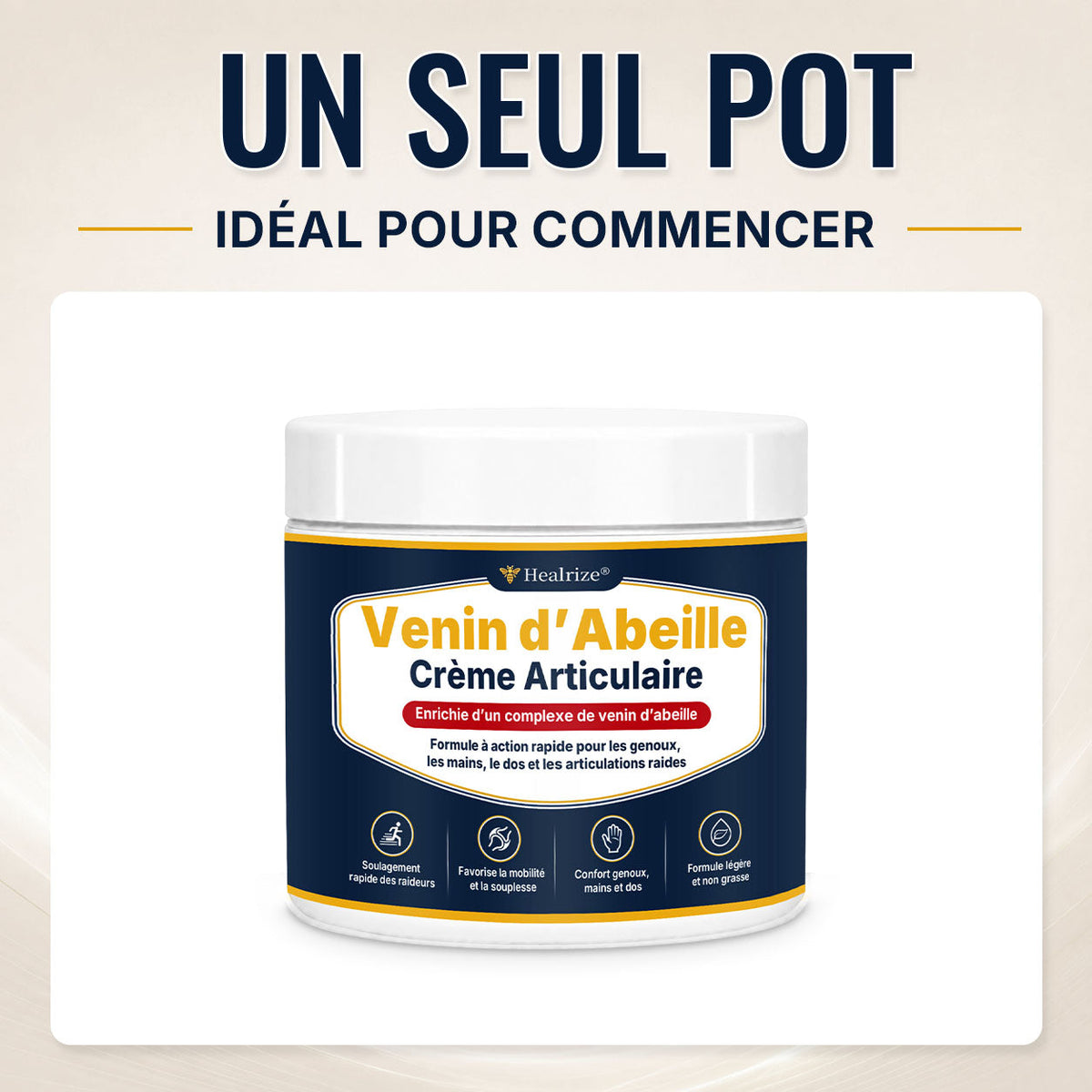 🔥 Healrize® Crème Articulaire au Venin d’Abeille – Soulagement Rapide des Inconforts aux Épaules, Mains, Dos et Articulations | Retrouvez une Mobilité Naturelle（加拿大法语）（副本）