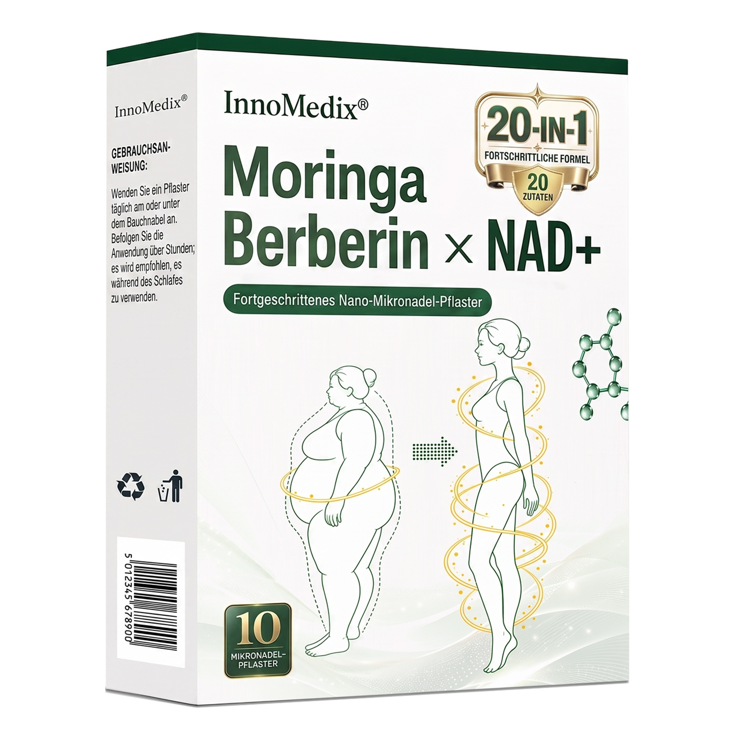 InnoMedix® Moringa Berberin x NAD+ 20-IN-1 Advanced Nano-Mikronadel-Pflaster(德国upsell)