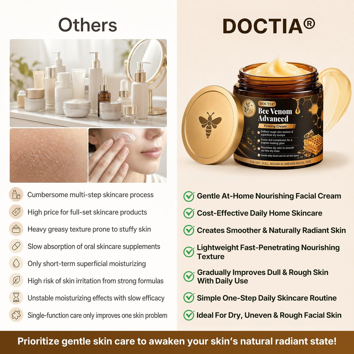 ✨🔥 DOCTIA® Bee Venom Advanced Firming Cream — Helps Improve the Appearance of Fine Lines, Loss of Firmness & Rough Skin Texture
