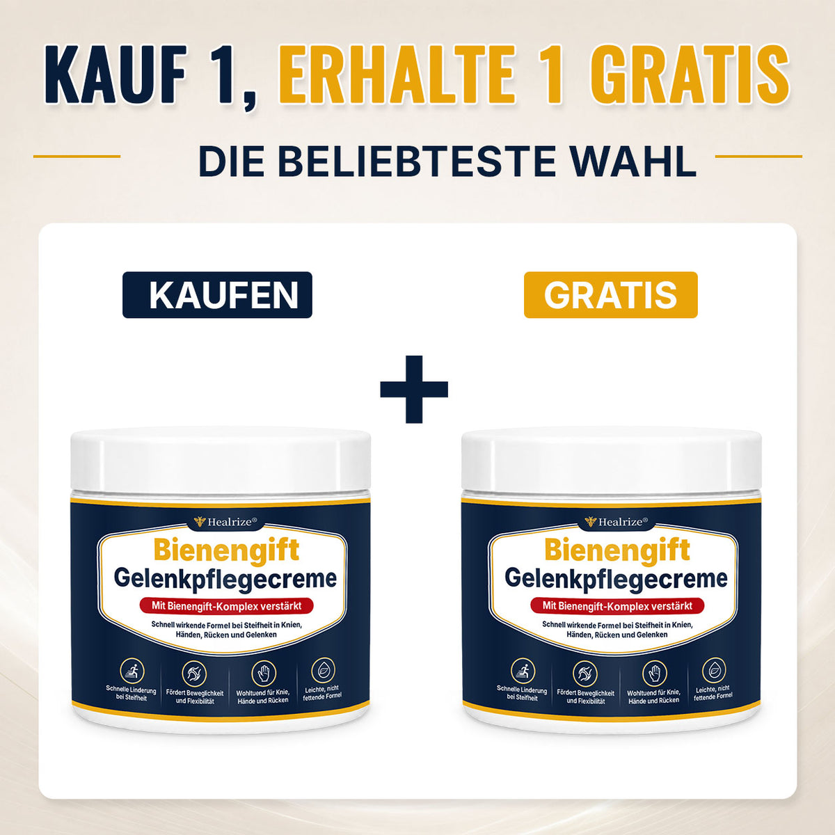 🔥 Healrize® Bienengift-Gelenkpflegecreme – Schnell einziehender Komfort für Knie, Hände, Rücken und Schultern(德语）