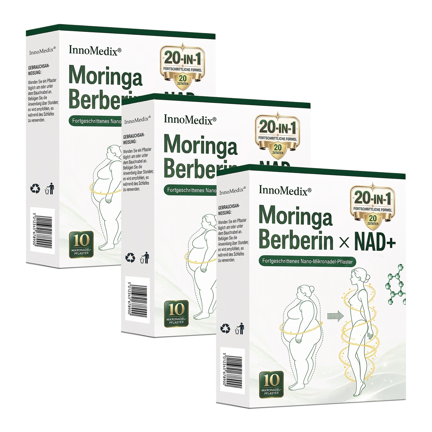 InnoMedix® Moringa Berberin x NAD+ 20-IN-1 Advanced Nano-Mikronadel-Pflaster(德国upsell)