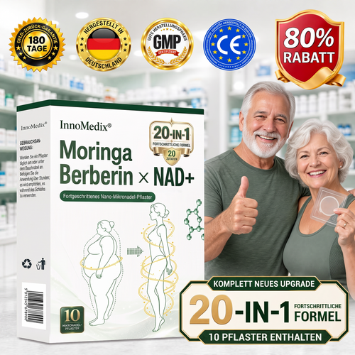 InnoMedix® Moringa Berberin x NAD+ 20-IN-1 Advanced Nano-Mikronadel-Pflaster(德国upsell)