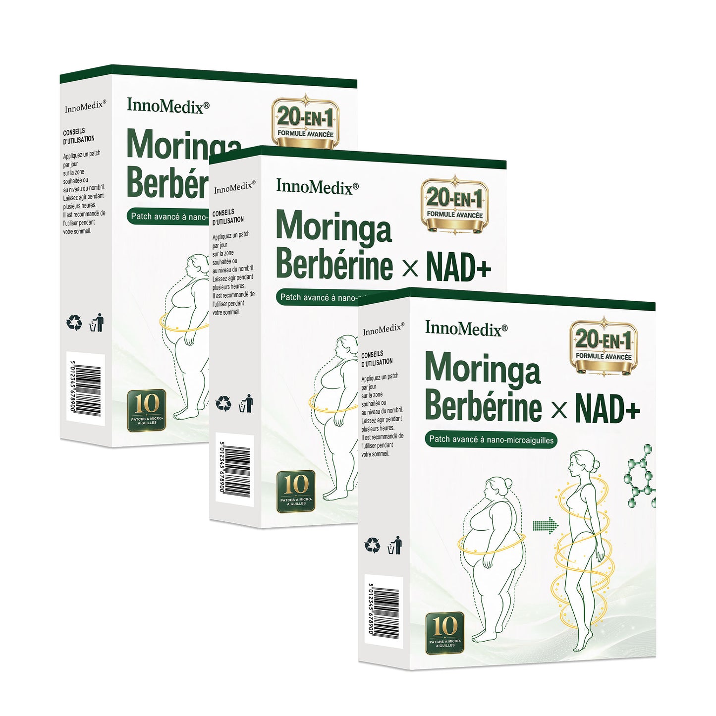 InnoMedix® Moringa Berbérine x NAD+ 20-IN-1 Patch Avancé à Nano-Microaiguilles (法国upsell）