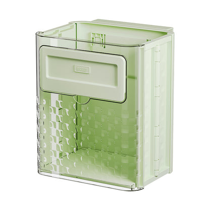 Wall-mounted kitchen trash can, with folding storage function
