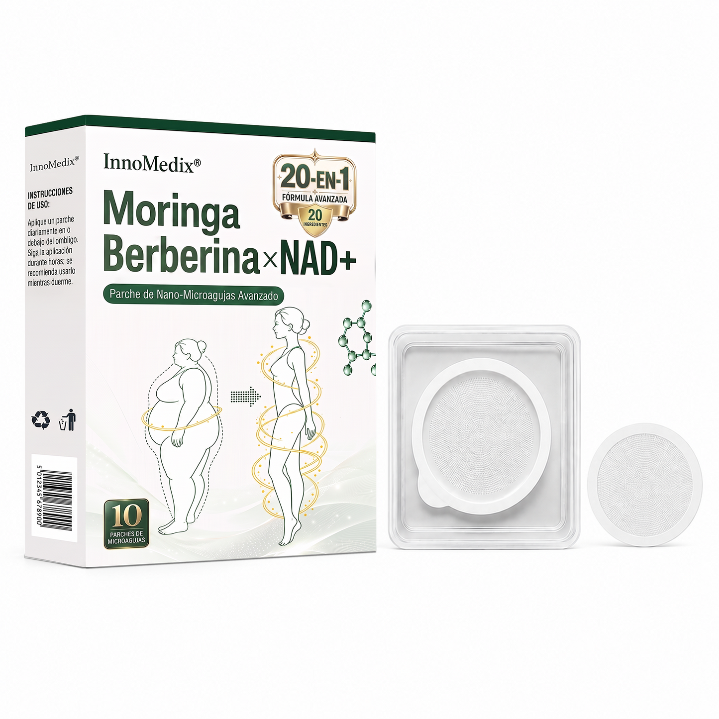 InnoMedix® Moringa Berberina x NAD+ 20-EN-1 Parche Avanzado de Nano-Microagujas (Aplicar solo una vez al día – cambios visibles en tan solo 7 días.)（墨西哥西语）