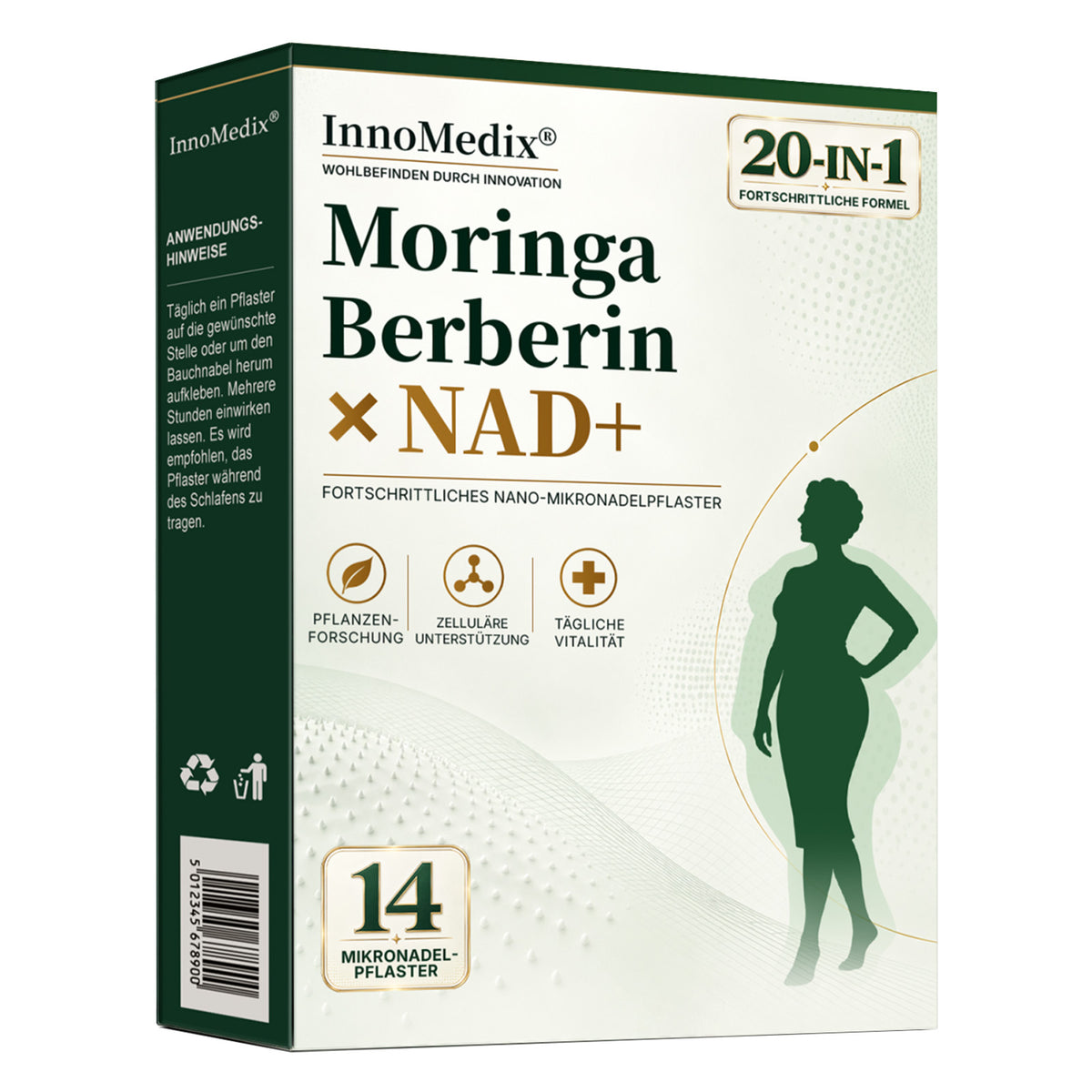InnoMedix® Moringa Berberin x NAD+ 20-IN-1 Fortgeschrittenes Nano-Mikronadel-Pflaster (Nur einmal täglich anwenden – sichtbare Veränderungen in nur 7 Tagen.)（德国德语）