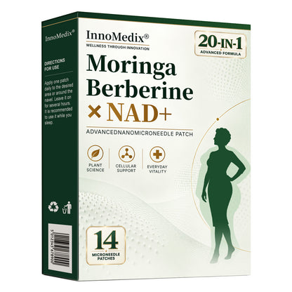 InnoMedix® Moringa · Berberine × NAD+ 20-IN-1 Advanced Nano Microneedle Patch（英国英语）