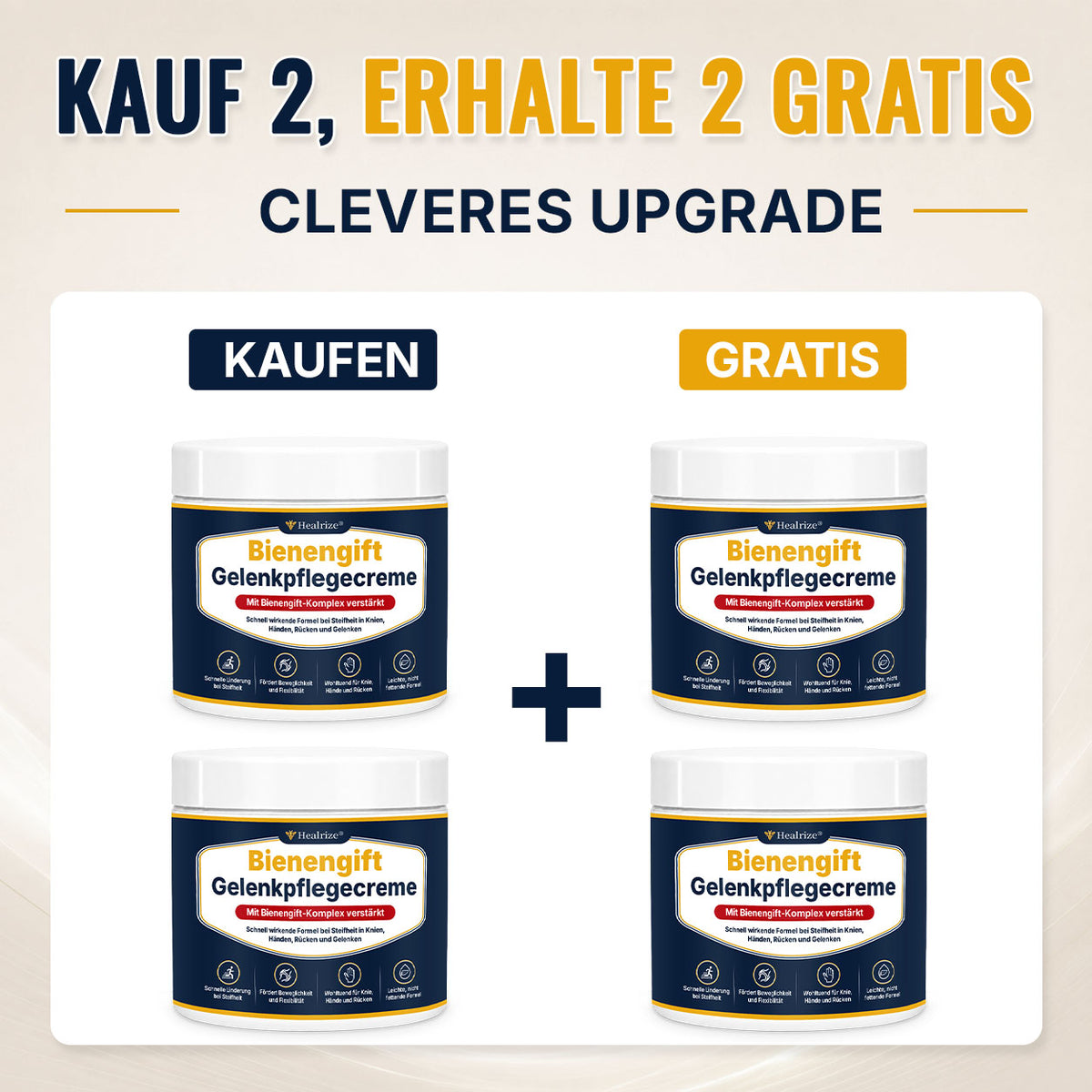 🔥 Healrize® Bienengift-Gelenkpflegecreme – Schnell einziehender Komfort für Knie, Hände, Rücken und Schultern(德语）