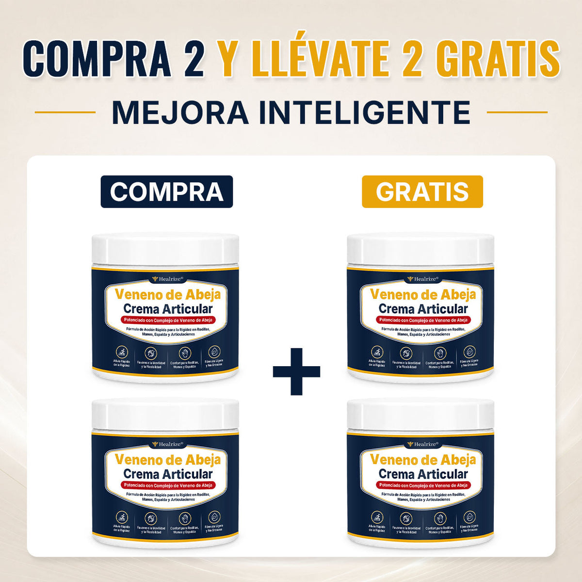 🔥 Healrize® Crema para el Confort Articular con Veneno de Abeja – Alivio Rápido para Hombros, Manos, Espalda y Articulaciones | Muévete con Mayor Libertad（美国西语）