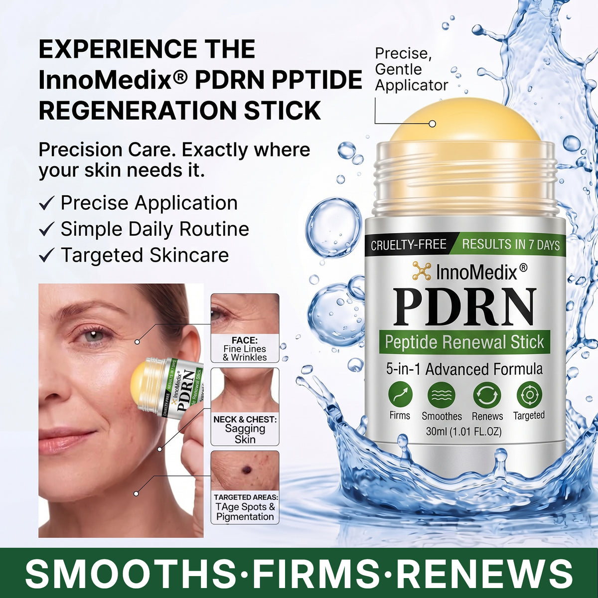 InnoMedix® 🧬𝑷𝑫𝑹𝑵 𝑨𝒏𝒕𝒊-𝑨𝒈𝒊𝒏𝒈 & 𝑻𝒂𝒓𝒈𝒆𝒕𝒆𝒅 𝑺𝒌𝒊𝒏 𝑹𝒆𝒏𝒆𝒘𝒂𝒍 𝑺𝒕𝒊𝒄𝒌 (𝑯𝒆𝒍𝒑𝒔 𝒗𝒊𝒔𝒊𝒃𝒍𝒚 𝒔𝒎𝒐𝒐𝒕𝒉 𝒘𝒓𝒊𝒏𝒌𝒍𝒆𝒔, 𝒔𝒖𝒑𝒑𝒐𝒓𝒕𝒔 𝒂 𝒇𝒊𝒓𝒎𝒆𝒓-𝒍𝒐𝒐𝒌𝒊𝒏𝒈 𝒔𝒌𝒊𝒏 𝒂𝒑𝒑𝒆𝒂𝒓𝒂𝒏𝒄𝒆 & 𝒊𝒎𝒑𝒓𝒐𝒗𝒆𝒔 𝒕𝒉𝒆 𝒂𝒑𝒑𝒆𝒂𝒓𝒂𝒏𝒄𝒆 𝒐𝒇 𝒗𝒊𝒔𝒊𝒃𝒍𝒆 𝒔𝒌𝒊𝒏 𝒔𝒑𝒐𝒕𝒔)