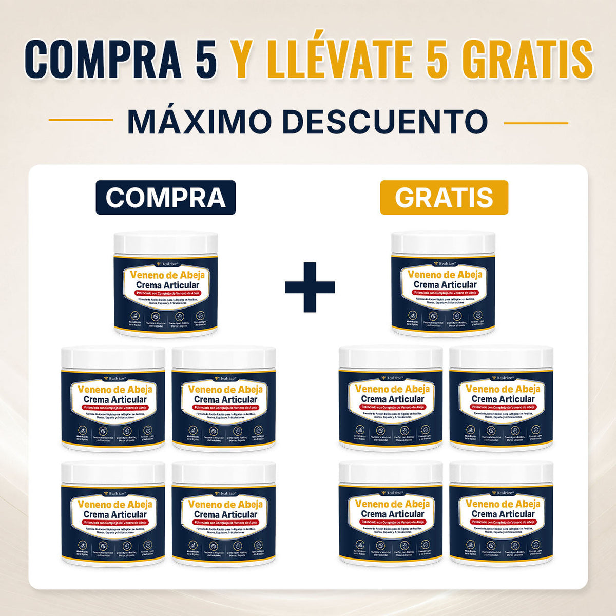 🔥 Healrize® Crema para el Confort Articular con Veneno de Abeja – Alivio Rápido para Hombros, Manos, Espalda y Articulaciones | Muévete con Mayor Libertad（美国西语）