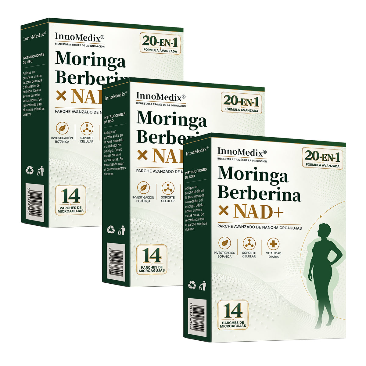 InnoMedix® Moringa Berberina x NAD+ 20-EN-1 Parche Avanzado de Nano-Microagujas (Aplicar solo una vez al día – cambios visibles en tan solo 7 días.)（墨西哥西语）（副本）