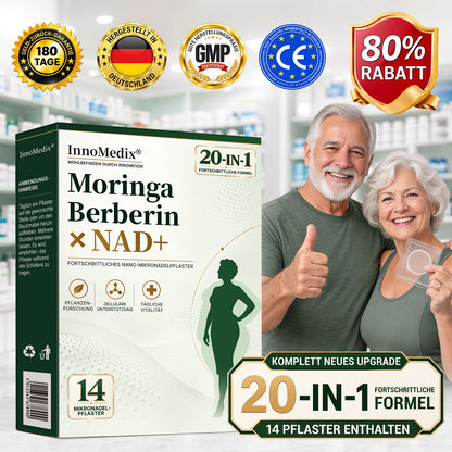 InnoMedix® Moringa Berberin x NAD+ 20-IN-1 Fortgeschrittenes Nano-Mikronadel-Pflaster (Nur einmal täglich anwenden – sichtbare Veränderungen in nur 7 Tagen.)（德国德语）