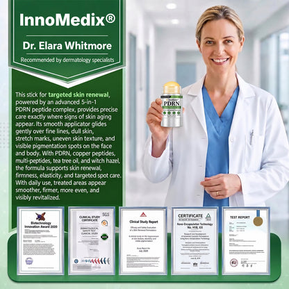 InnoMedix® 🧬𝑷𝑫𝑹𝑵 𝑨𝒏𝒕𝒊-𝑨𝒈𝒊𝒏𝒈 & 𝑻𝒂𝒓𝒈𝒆𝒕𝒆𝒅 𝑺𝒌𝒊𝒏 𝑹𝒆𝒏𝒆𝒘𝒂𝒍 𝑺𝒕𝒊𝒄𝒌 (𝑯𝒆𝒍𝒑𝒔 𝒗𝒊𝒔𝒊𝒃𝒍𝒚 𝒔𝒎𝒐𝒐𝒕𝒉 𝒘𝒓𝒊𝒏𝒌𝒍𝒆𝒔, 𝒔𝒖𝒑𝒑𝒐𝒓𝒕𝒔 𝒂 𝒇𝒊𝒓𝒎𝒆𝒓-𝒍𝒐𝒐𝒌𝒊𝒏𝒈 𝒔𝒌𝒊𝒏 𝒂𝒑𝒑𝒆𝒂𝒓𝒂𝒏𝒄𝒆 & 𝒊𝒎𝒑𝒓𝒐𝒗𝒆𝒔 𝒕𝒉𝒆 𝒂𝒑𝒑𝒆𝒂𝒓𝒂𝒏𝒄𝒆 𝒐𝒇 𝒗𝒊𝒔𝒊𝒃𝒍𝒆 𝒔𝒌𝒊𝒏 𝒔𝒑𝒐𝒕𝒔)