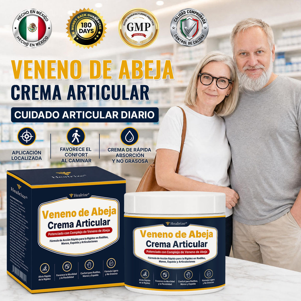 🔥 Healrize® Crema Articular con Veneno de Abeja – Confort Rápido para Hombros, Manos, Espalda y Articulaciones | Recupera tu Libertad de Movimiento（墨西哥西语）（副本）