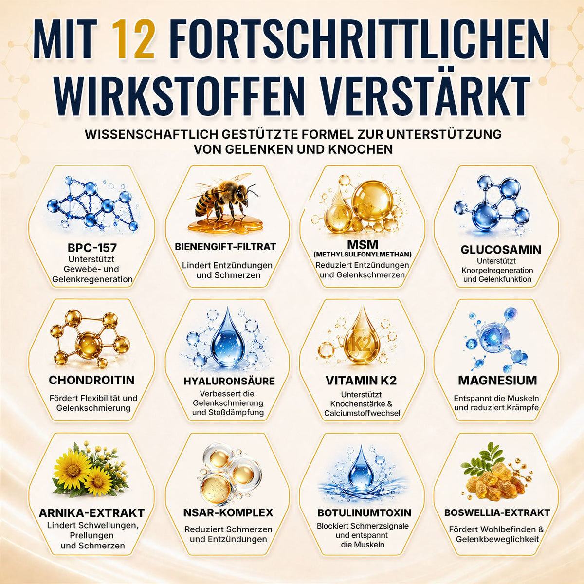 🔥 Healrize® Bienengift-Gelenkpflegecreme – Schnell einziehender Komfort für Knie, Hände, Rücken und Schultern(德语）