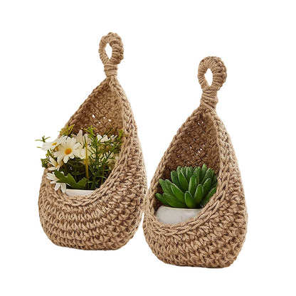 Bohemian style hanging basket, hand-woven storage net, water-drop shaped fruit and vegetable storage container