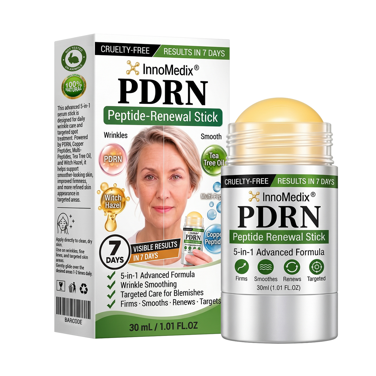 InnoMedix® 🧬𝑷𝑫𝑹𝑵 𝑨𝒏𝒕𝒊-𝑨𝒈𝒊𝒏𝒈 & 𝑻𝒂𝒓𝒈𝒆𝒕𝒆𝒅 𝑺𝒌𝒊𝒏 𝑹𝒆𝒏𝒆𝒘𝒂𝒍 𝑺𝒕𝒊𝒄𝒌 (𝑯𝒆𝒍𝒑𝒔 𝒗𝒊𝒔𝒊𝒃𝒍𝒚 𝒔𝒎𝒐𝒐𝒕𝒉 𝒘𝒓𝒊𝒏𝒌𝒍𝒆𝒔, 𝒔𝒖𝒑𝒑𝒐𝒓𝒕𝒔 𝒂 𝒇𝒊𝒓𝒎𝒆𝒓-𝒍𝒐𝒐𝒌𝒊𝒏𝒈 𝒔𝒌𝒊𝒏 𝒂𝒑𝒑𝒆𝒂𝒓𝒂𝒏𝒄𝒆 & 𝒊𝒎𝒑𝒓𝒐𝒗𝒆𝒔 𝒕𝒉𝒆 𝒂𝒑𝒑𝒆𝒂𝒓𝒂𝒏𝒄𝒆 𝒐𝒇 𝒗𝒊𝒔𝒊𝒃𝒍𝒆 𝒔𝒌𝒊𝒏 𝒔𝒑𝒐𝒕𝒔)