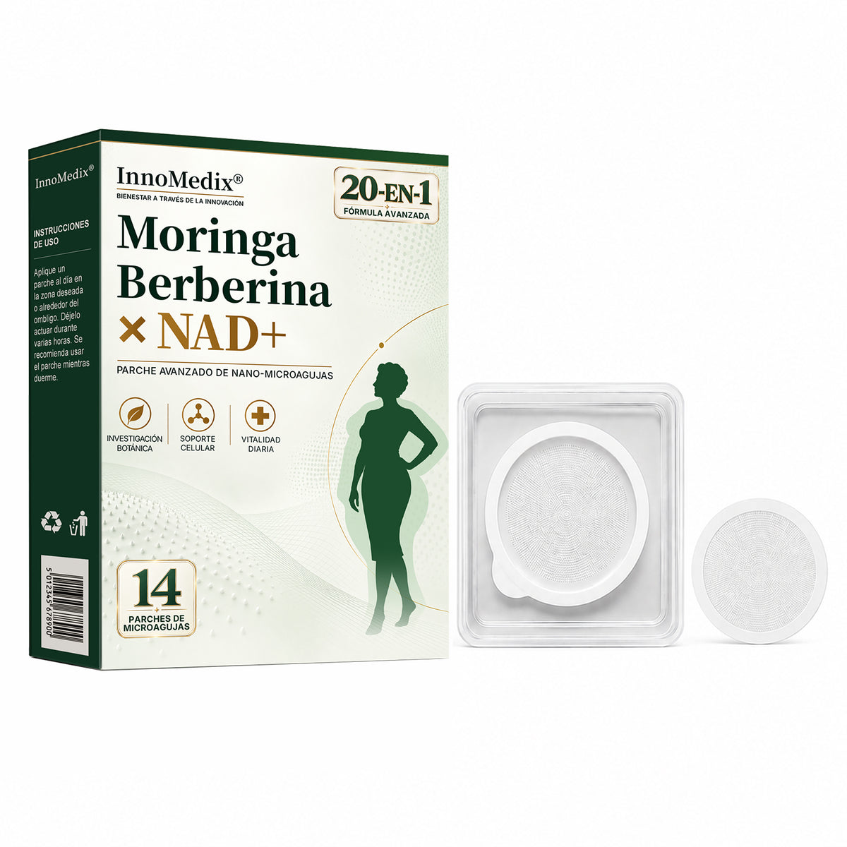 InnoMedix® Moringa Berberina x NAD+ 20-EN-1 Parche Avanzado de Nano-Microagujas (Aplicar solo una vez al día – cambios visibles en tan solo 7 días.)（墨西哥西语）（副本）