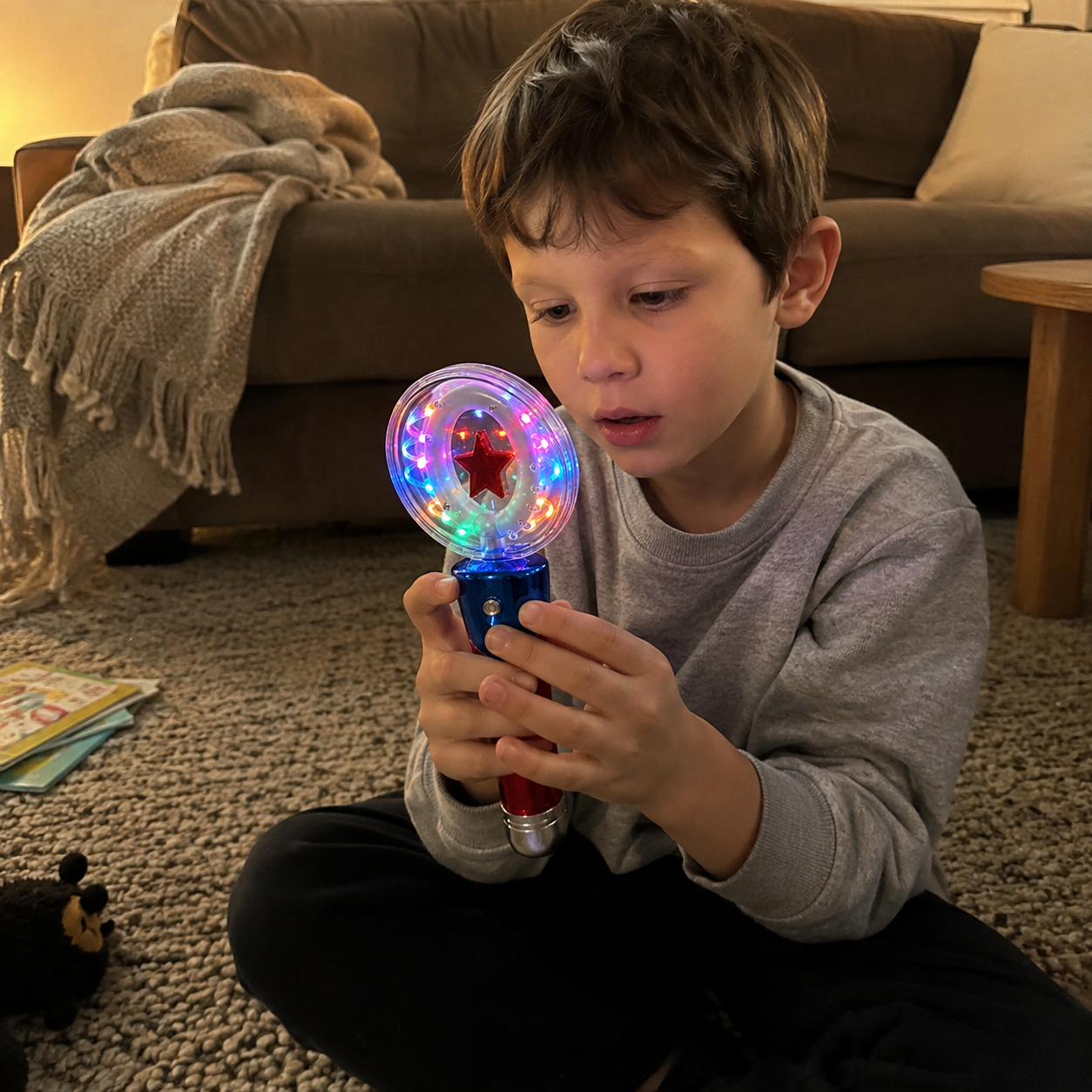 GearGlow™ Light-Up Spinning Magic Ball Wand – Colorful LED Light Toy