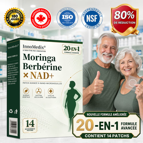InnoMedix® Moringa Berbérine x NAD+ 20-IN-1 Patch Avancé à Nano-Microaiguilles (À appliquer une seule fois par jour – des changements visibles en seulement 7 jours.)（加拿大法语）（副本）